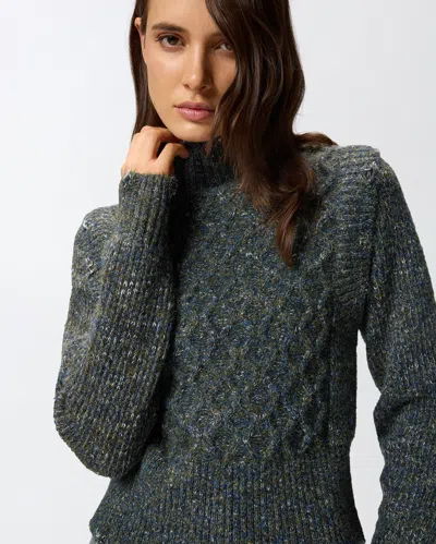 Pinko Knit Turtleneck With Cable Stitch In Gray