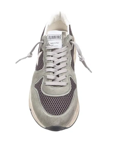 Golden Goose Running Sole In Green Suede With White Leather Star And Heel In Green