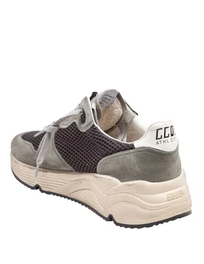 Golden Goose Running Sole In Green Suede With White Leather Star And Heel In Green