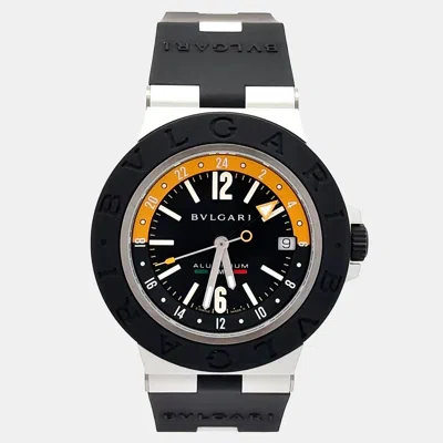 Pre-owned Bvlgari Aluminium 103554 Automatic Black Stainless Steel Men's Wristwatch 40 Mm