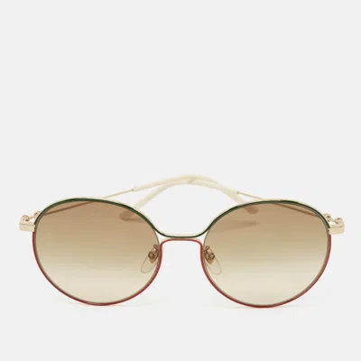 Pre-owned Gucci Brown Gradient Gg0395sk Round Sunglasses