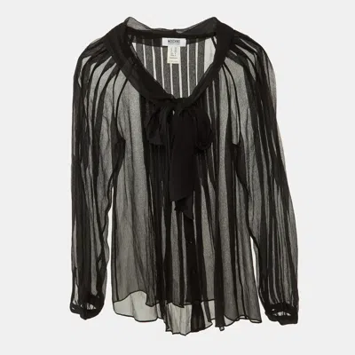 Pre-owned Moschino Cheap And Chic Black Silk Button Front Sheer Top S