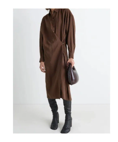 Lemaire Twisted Dress With Straight Collar And Buttons In Burgundy