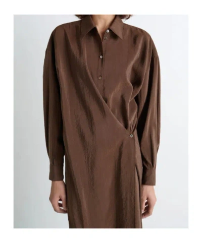 Lemaire Twisted Dress With Straight Collar And Buttons In Burgundy