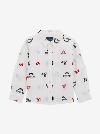 Guess Boys Logo Oxford Shirt In Gold