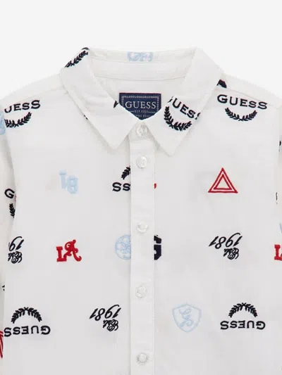 Guess Boys Logo Oxford Shirt In Gold