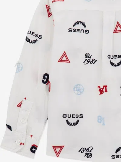 Guess Boys Logo Oxford Shirt In Gold