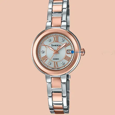 Casio Sheen Series Classic Fashiones Golden Waterproof Silver Analog In Metallic
