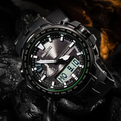 Casio Solar Powered Sports Mens Blackgreen Analog/digital Combo