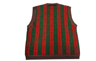 Gucci Horsebit Chain Print V-neck Vest 'red Green' In Gold