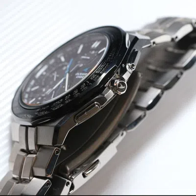 Casio Waterproof Sapphire Crystal Solar Powered Stainless Steel Strap Quartz Sports Mens Black Analo In Metallic