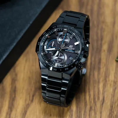 Casio Edifice Classic Solar Powered Analog Watch 'black Sapphire Crystal'