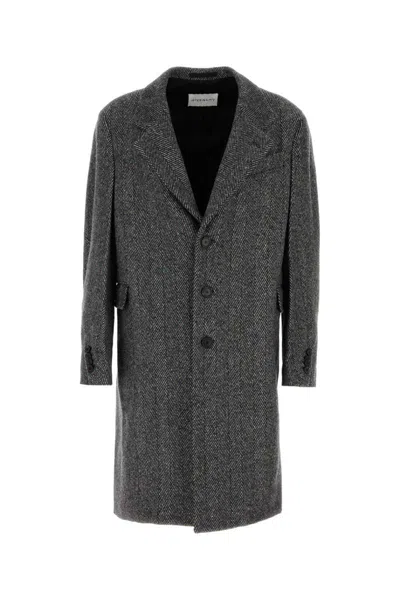 Givenchy Oversize Wool Blend Herringbone Overcoat In Black
