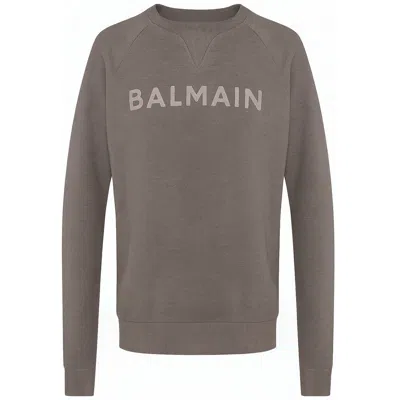 Balmain Gray Cotton Men's Sweater In Gold