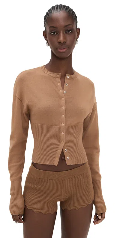 Lioness Head In The Clouds Cardigan Mocha Mousse In Blue