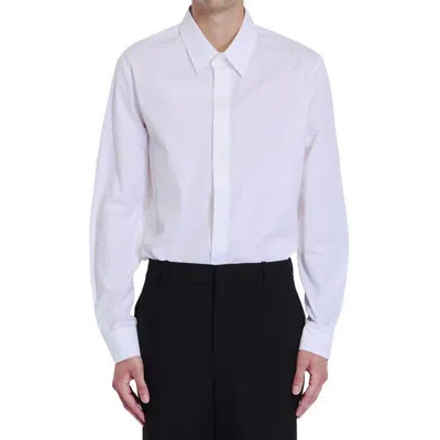 Celine White Cotton Poplin Shirt With Pointed Collar In White