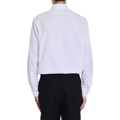 Celine White Cotton Poplin Shirt With Pointed Collar In White