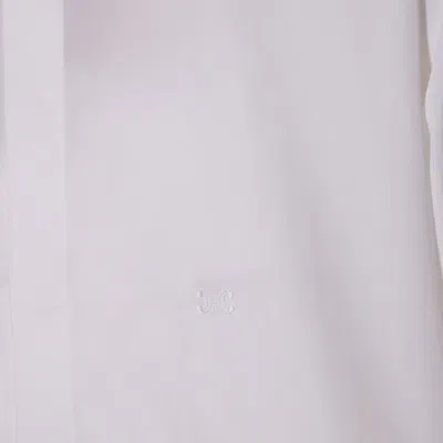 Celine White Cotton Poplin Shirt With Pointed Collar In White
