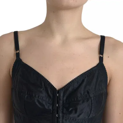 Pre-owned Dolce & Gabbana Black Nylon Bodycon Corset Bustier Mini Women's Dress ()