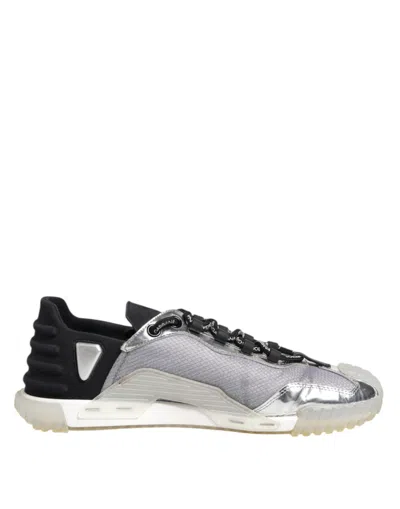 Pre-owned Dolce & Gabbana Black Silver Ns1 Men Low Top Sneakers Men's Shoes () In Multi