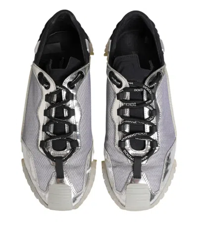 Pre-owned Dolce & Gabbana Black Silver Ns1 Men Low Top Sneakers Men's Shoes () In Multi