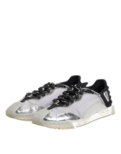 Pre-owned Dolce & Gabbana Black Silver Ns1 Men Low Top Sneakers Men's Shoes () In Multi