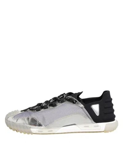 Pre-owned Dolce & Gabbana Black Silver Ns1 Men Low Top Sneakers Men's Shoes () In Multi