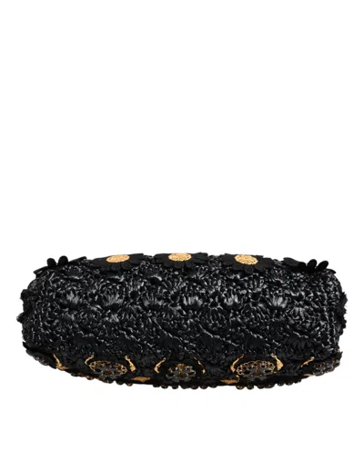 Pre-owned Dolce & Gabbana Black Tassel Gold Baroque Crystal Evening Clutch Women's Bag ()