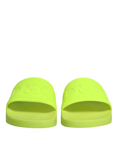 Dolce & Gabbana Green Rubber Slides Sandals Beachwear Men's Shoes In Green