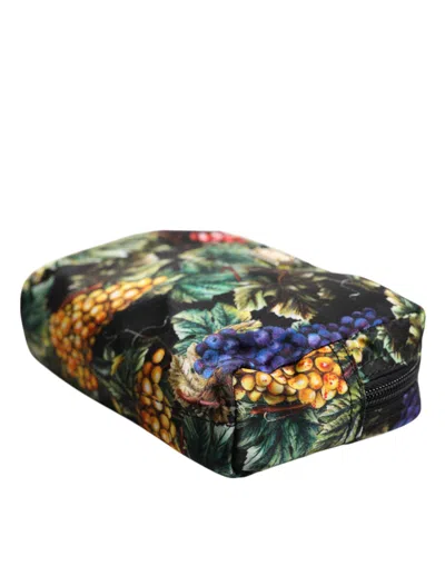 Dolce & Gabbana Multicolor Grape Print Clutch Logo Plaque Pouch Women's Bag