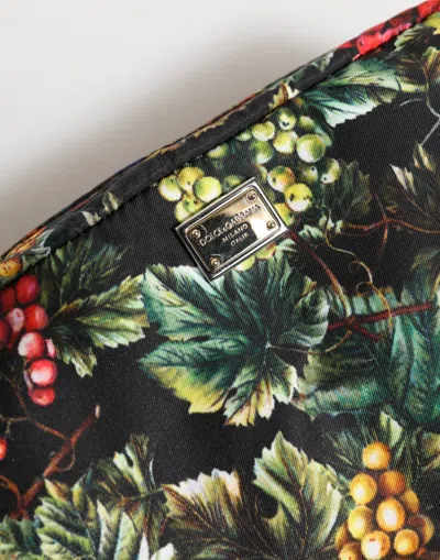 Dolce & Gabbana Multicolor Grape Print Clutch Logo Plaque Pouch Women's Bag
