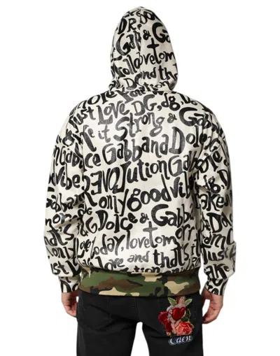 Dolce & Gabbana All-over Logo Hooded Sweatshirt With Camo Pockets In Multi