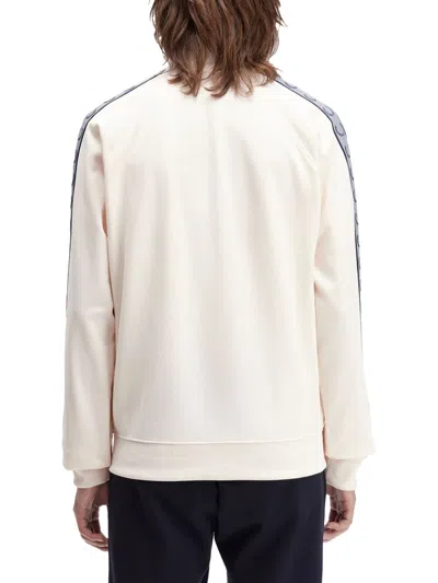 Fred Perry High Collar Track Jacket With Side Stripes In Neutral