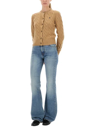 Polo Ralph Lauren Cable-knit Cardigan In Brown