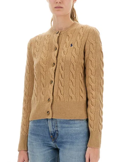 Polo Ralph Lauren Cable-knit Cardigan In Brown