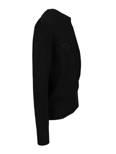 Givenchy Mens Black Logo-embroidered Crewneck Knitted Cotton Jumper Xl In Black
