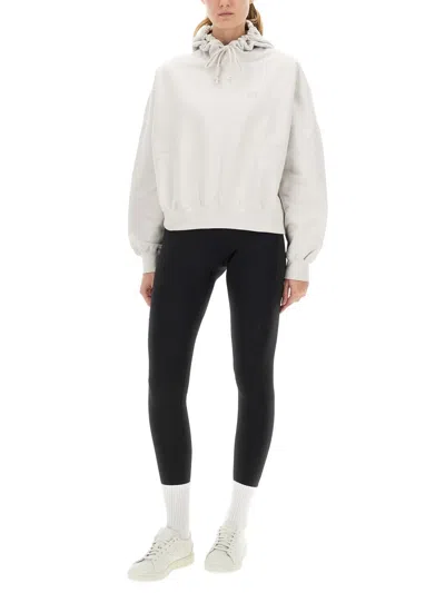 Y-3 Logo Hooded Sweatshirt Drawstring Style In Neutral