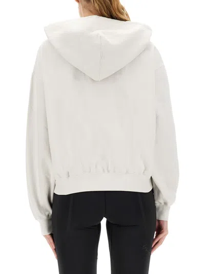 Y-3 Logo Hooded Sweatshirt Drawstring Style In Neutral