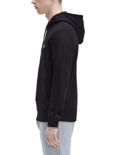 Fred Perry Black Hoodie With Embroidered Laurel Wreath In Black