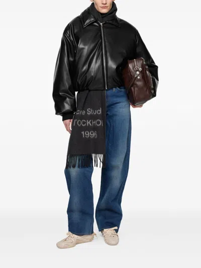 Acne Studios Women Bomber Giacca Pelle In Black