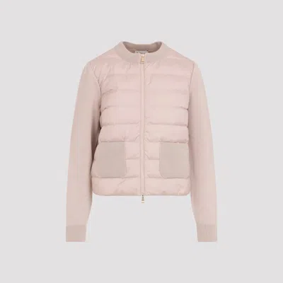 Moncler Quilted Cardigan Featuring Patch Pockets In Pink