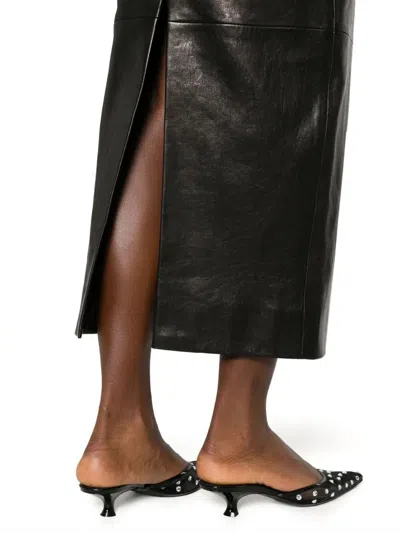 Khaite Loxley High-rise Plonge Leather Maxi Skirt In Black