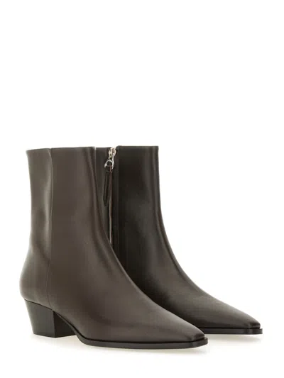 Aeyde Leather Ankle Boots Block Heel In Brown