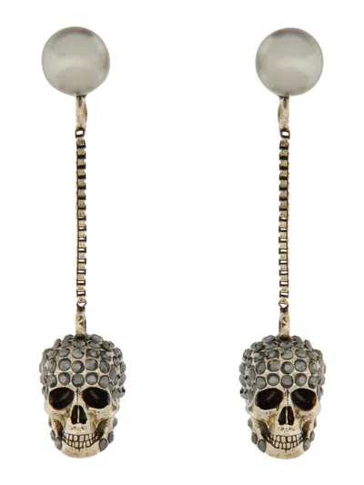 Alexander Mcqueen Women Skull Earrings In Burgundy