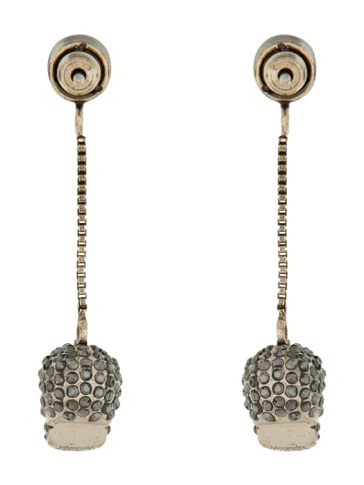 Alexander Mcqueen Women Skull Earrings In Burgundy