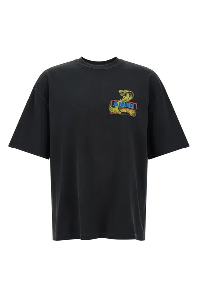 Amiri Crystal Cobra Embellished Printed Cotton-blend Jersey T-shirt In Black