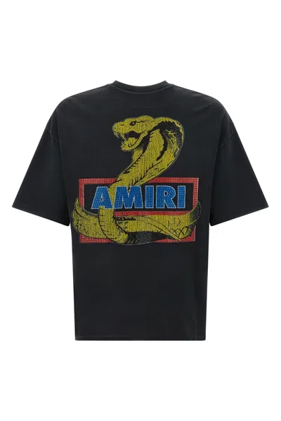 Amiri Crystal Cobra Embellished Printed Cotton-blend Jersey T-shirt In Black