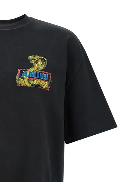 Amiri Crystal Cobra Embellished Printed Cotton-blend Jersey T-shirt In Black