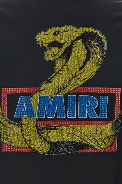 Amiri Crystal Cobra Embellished Printed Cotton-blend Jersey T-shirt In Black