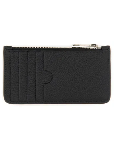 Balmain Men Leather Coin Purse In Black